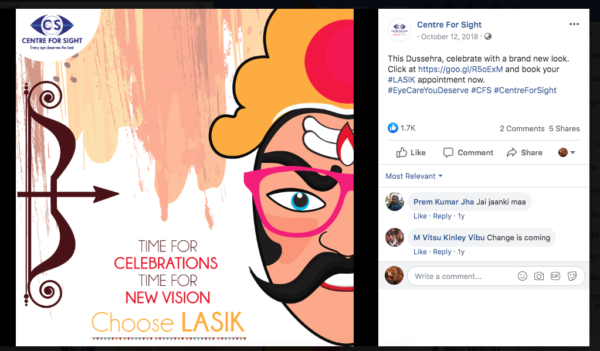 Dussehra Ad Copy for Centre for Sight