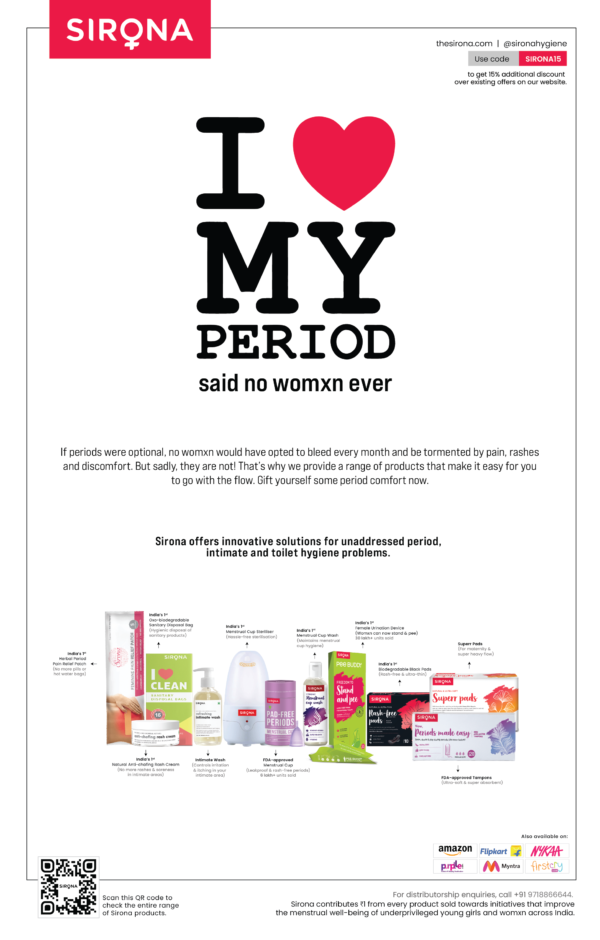 Sirona Love Periods HT Full Page Ad (12 September 2021)