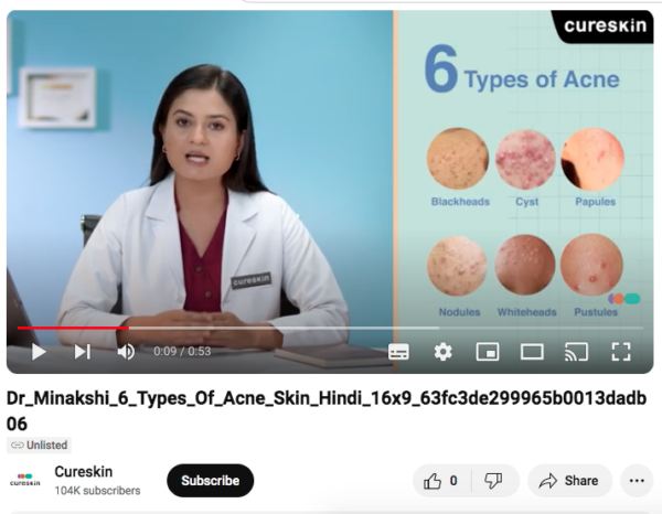 Dr Minakshi Video on 6 Types of Acnes for CureSkin (Hindi)